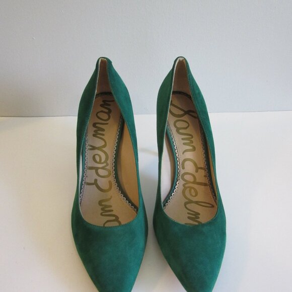 Sam Edelman Emerald Green Suede Pointed Toe Slip On Pumps Size 11 - Picture 2 of 6